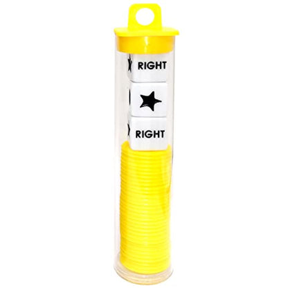 Ahoper Left Right Center Dice Game Prime Set Bundle with 3 Dices + 36 Chips. Round Tube Storage is Very Convenient for Travel. Easy to Store, Carry Around. (Yellow) - color: Yellow