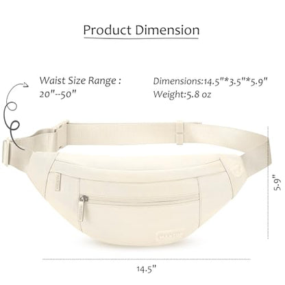 MAXTOP Large Crossbody Fanny Pack with 4-Zipper Pockets,Gifts for Enjoy Sports Festival Workout Traveling Running Casual Hands-Free Wallets Waist Pack Phone Bag Carrying All Phones - color: Apricot, style: Large Fanny Pack(4 Zipper Pockets)