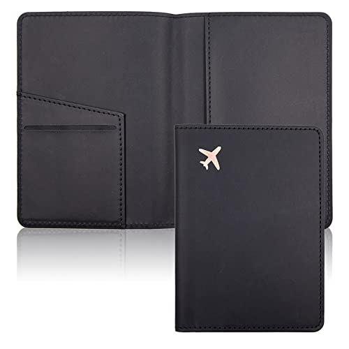 Passport Holder,Passport Holder Card Slots, Passport and Vaccine Card Holder Combo, Cute Passport cover for Women and Men, with Waterproof Rfid Blocking, Passport Travel Wallet(Black) - color: Black, style: Minimalist