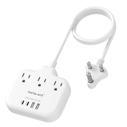 South Africa Plug Adapter, Type M Adapter for South Africa with 3 AC Outlets & 4 USB Ports(2 USB C 4.2A), 3FT Extension Cord, Africa Travel Essentials for USA to South Africa Namibia Nepal Malaysi - style: Type M-South Africa