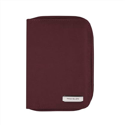 Travelon RFID Blocking Passport Zip Wallet - color: Dark Bordeaux
