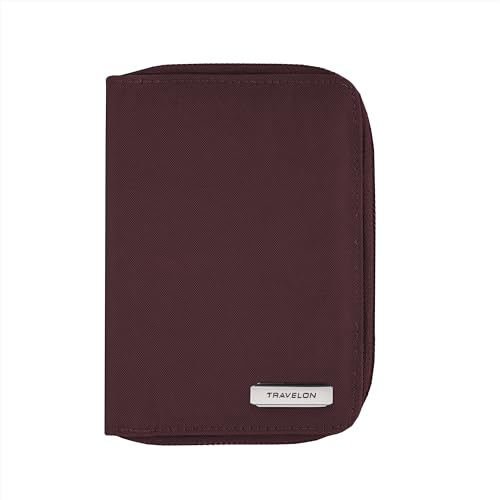Travelon RFID Blocking Passport Zip Wallet - color: Dark Bordeaux