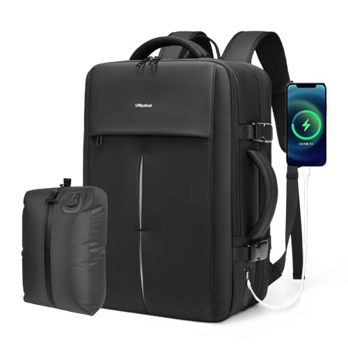 Vacpack Backpack with Vacuum, Expandable Air Vacuum Backpack for Travel,60L Compression Backpacks with Pump/USB Charging Port, Waterproof Laptop Backpack for Men/Women