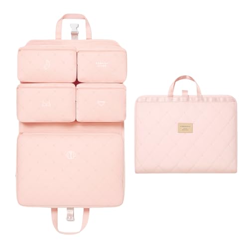 Hanging Packing Cube, Foldable Travel Organizer, Waterproof, Machine Washable, Fits 20" Carry-on, Expandable Packing Cube for Suitcase or Backpack (Pink)