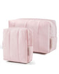 BAGSMART Makeup Bag Duo Set, Puffy Padded Travel Cosmetic Organizer with Slip-in Pockets, Large Toiletry Bag & Small Purse Pouch, Travel Essentials for Women, Baby Pink - color: 12-Baby Pink