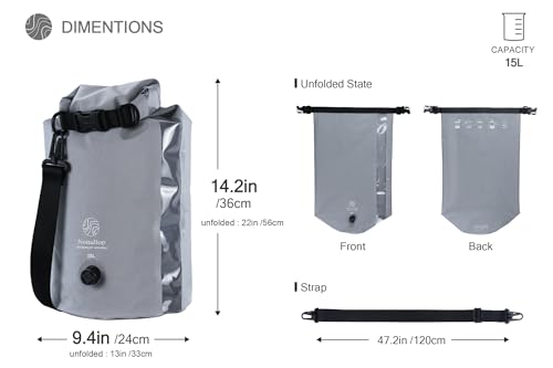 Washbag Portable Washing Machine - 15L Fully Waterproof Dry Bag - Lightweight Compact Nylon Washing Machine - Portable Manual Clothes Washer Laundry Bag (Gray) - color: Gray
