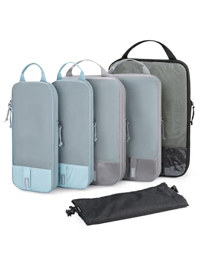 BAGSMART 6 Set /4 Set/2 Set Compression Packing Cubes for Travel, Lightweight Luggage Organizer Bags, Durable Space Saver Bags Travel Essentials - color: Mix-Stormbreak, size: Set of 6
