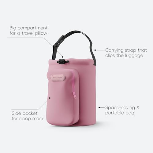 urnexttour Neck Pillow for Travel Memory Foam Design Models Pillows with Zero Eye Pressure 3D Eye Mask and Compact Bag Traveling Essentials Plane Car Flight Rest Sleeping Use Adult, Pink - color: Pink