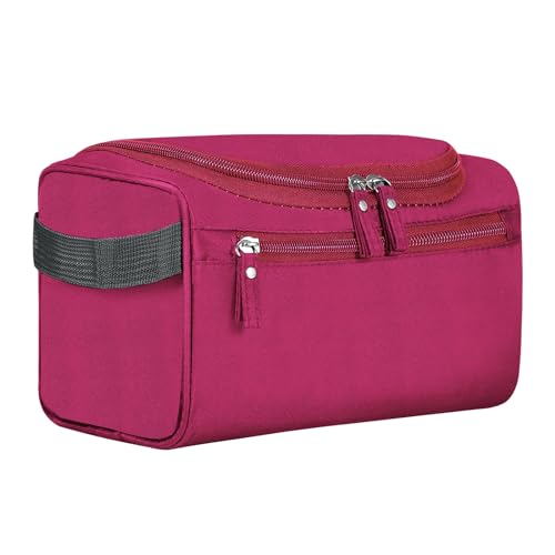 Hanging Toiletry Bag for Women and Men Traveling Makeup Large Capacity Cosmetics Portable Dopp Kit Storage Organizer Bag with Hanging Hook for Toiletries Brushes Shaving Tools (Red) - color: Red
