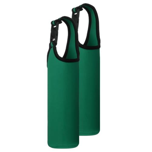 uxcell 2pcs Neoprene Carrier Water Bottle Sleeve, 15.5-20oz Insulated Water Glass Bottle Carrier Bag Collapsible Drink Bottle Sleeve Cover Holder with Handle, Dark Green - color: Dark Green
