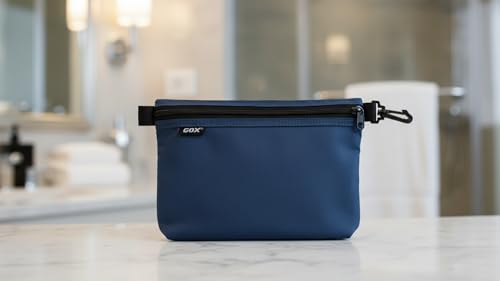 GOX Travel Toiletry Bag Carry On Zipper Pouch Cosmetic Kit Makeup Digital Bag Water Resistant Nylon（navy … - color: Navy