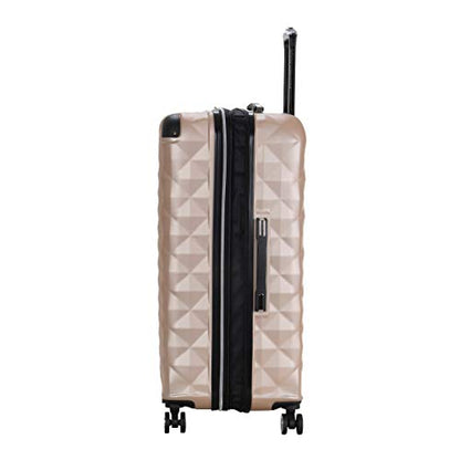 Kenneth Cole REACTION Diamond Tower Collection Lightweight Hardside Expandable 8-Wheel Spinner Travel Luggage, Rose Gold, 28-Inch Checked - color: Rose Champagne, size: 28-Inch Checked