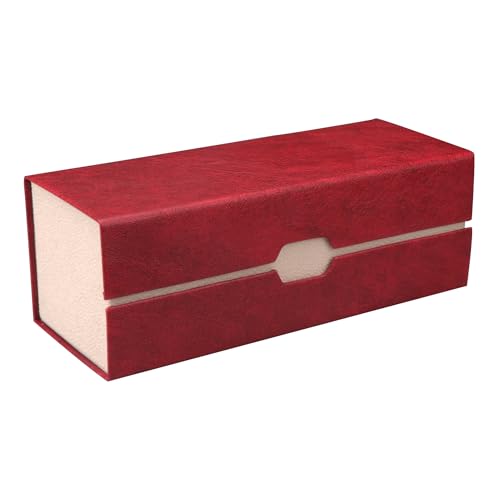 LifeArt Eyeglass Case Hard Shell, Portable Sunglass Case, Fashionable PU Leather Eyeglass Case, Lightweight - color: 2lian_red