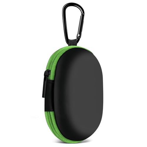 for Earbuds Carrying Case, Small Oval Storage Cases, Tech Pouch, Portable Storage Earbud Pouch Bag for Earbuds, in-Ear Headphones, Earphones, Headsets, Hearing Aids, USB Charging Cable, Green - color: D3-oval green