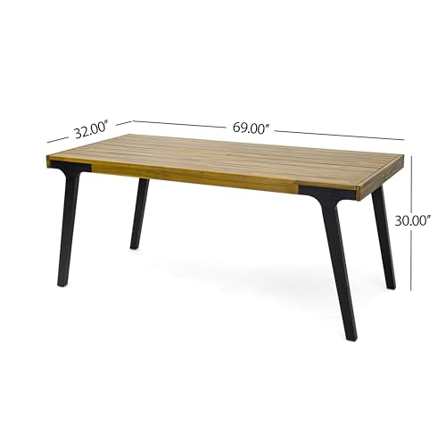 Christopher Knight Home 3 Piece Patio Dining Table,Acacia Wood Table Bench Dining Set,2 Wood Benches with 69'' Large Dining Table,Industrial Style Dining Furniture Set for Outdoor Deck, Yard, Porch