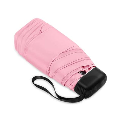 Mini Umbrella - Compact, Waterproof Travel Umbrella for Light Rain, Suitable for Women's Purse and Pocket - color: 0701.Pink