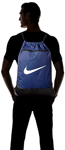 Nike Brasilia Training Gymsack, Drawstring Backpack with Zipper Pocket and Reinforced Bottom, Midnight Navy/Black/White - color: Midnight Navy/Black/White