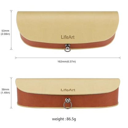 LifeArt Eyeglass Case Hard Shell, Portable Sunglass Case, Fashionable PU Leather Eyeglass Case, Lightweight - color: Banyuan_light Yellow