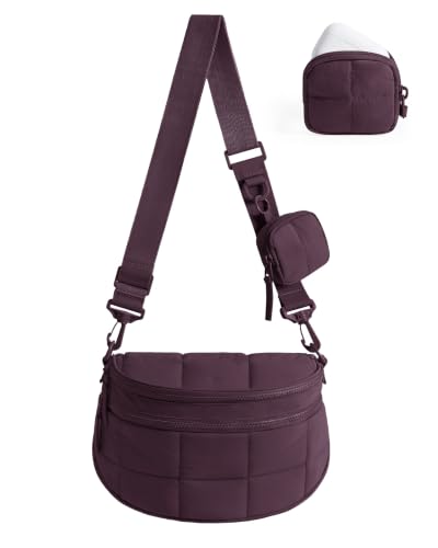 BAGSMART Small Crossbody Bags for Women, Puffer Cute Bum Bag with Pouch, Quilted Purse for Daily Travel College - color: Grape, size: 4.6L