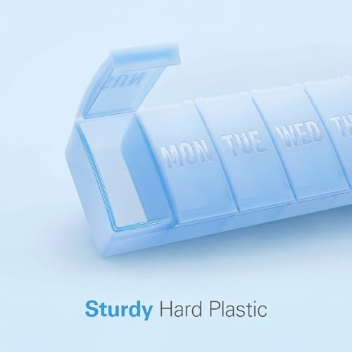 Barhon Large Weekly Pill Organizer, Big Vitamin Organizer Case for 7 Day, Travel Medicine Pill Box to Hold Various Supplements and Fish Oil, Sky Blue - color: Sky Blue