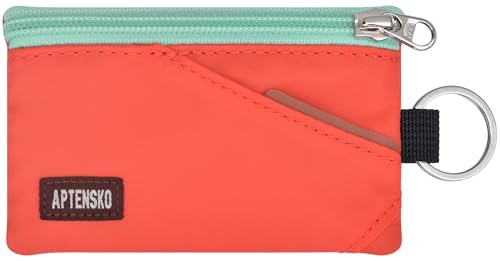 RFID Blocking Travel Wallet with Adjustable Lanyard, Small Nylon Zipper Pouch and Badge Holder for ID, Credit Cards, Cash, Keys, Commuters (Blazing Orange) - color: Blazing Orange