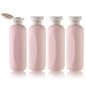 Empty Shampoo Bottles 6.7oz - Large Size Refillable Plastic Liquids Toiletry Containers - Empty Leak Proof Lotion Toiletries Dispenser - Pink Flip Cap Top Body Wash and Cosmetic Set 4 Pack - color: Pink