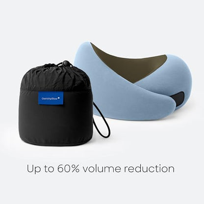Ostrichpillow Go Neck Pillow, Travel Pillows for Airplanes, Premium Memory Foam Travel Pillow, 360º Ergonomic Design, Asymmetrical Sides, Travel Bag Included, Washable Modal Cover - color: Meadow