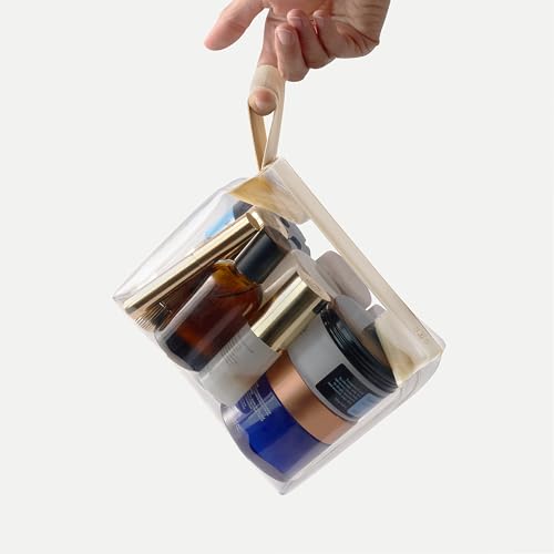 Cadence Parcel - Clear Kit with Magnetic Closure - Durable and Leak-Resistant Travel Toiletry Kit - Modular Design - Hygiene Bag for Travel Essentials - 2 Qt - Pebble - color: Pebble, size: Large