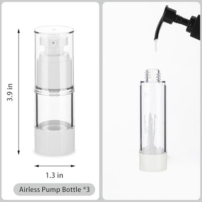 0.5OZ/15ML Clear Airless Pump Bottles, Lotion Dispenser Travel with Pump, Vacuum Plastic Travel Size Lotion Bottle for Foundation, Creams, Cosmetic(3 Pack) - size: 0.5 oz / 15 ml (3 pcs)