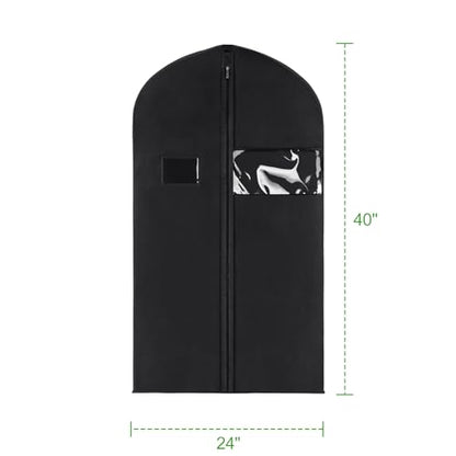 KEEGH 40" Suit Cover Bags for Men (Set of 10) Garment Bags for Hanging Clothes, Suit Bags for Closet Storage or Travel, Clothes Cover for Suits Coats with Clear Window and Label Pocket, Black - size: 40"-10pcs