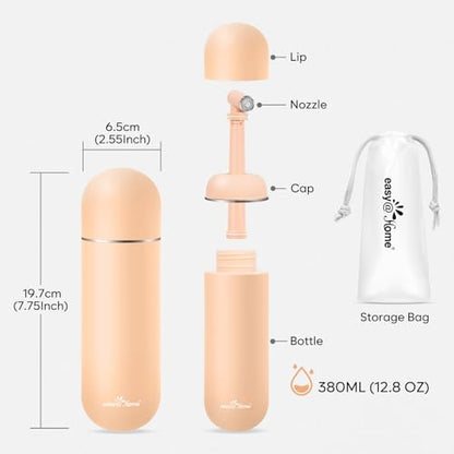 Easy@Home Portable Travel Bidet: Peri Bottle for Postpartum Care - Handheld Sprayer Kit with 380mL (12.8 oz) Capacity Bottle - Personal Hygiene Water Spray for Women & Men | BPA-Free | EPB-01 Brown - color: Brown