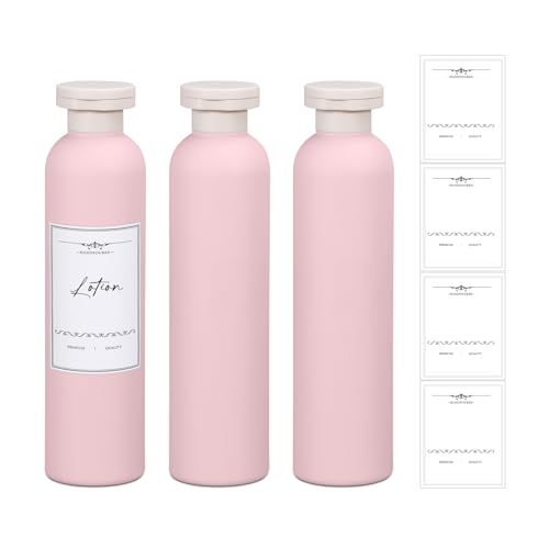 8.8oz Travel Essentials Shampoo Bottles for Toiletries,Empty Plastic Squeeze Bottles with Flip Cap for Toiletries Travel Size Shampoo and Conditioner (3 pack, pink) - color: Pink, size: 8.8 oz