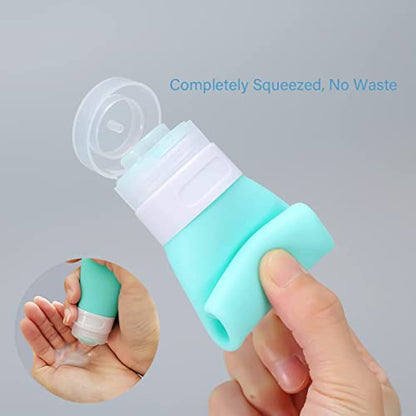 2 Pcs Silicone Travel Bottles,2oz Leak Proof Refillable Squeeze Containers with Transparent Carry Bag,Small Empty Travel Size Bottles for Shampoo,Conditioner,Lotion,Toiletries - color: 2oz Green White