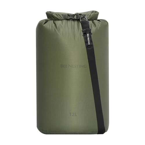 Bee Nesting Waterproof Dry Bag Lightweight Dry Sack Marine Dry Bags Suitable for swimming,kayaking,rafting boating, surfing, outdoor travel, mountaineering,hiking - color: Army green, size: 12L
