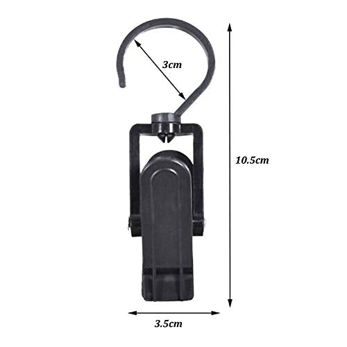 10 PCS Super Strong Plastic Swivel Hanging Hooks Home Swivel Laundry Clips Curtain Clips Clothes Pins Beach Towel Clips, 4.3inch, Black - color: Black