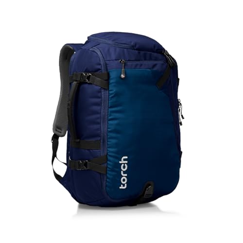 torch Travel Backpack 40L – TSA Friendly Flight Approved, Carry-On Waterproof Hiking Daypack with Rain Cover – Lightweight Rucksack for Camping, Trekking, Outdoor Adventures – Takahagi(Blue)