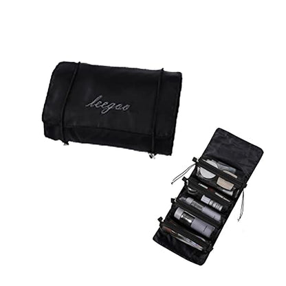 Roll Up Makeup Bag, Hanging Toiletry Bag, 4 in 1 Detachable Cosmetic Bag, 4 Removable Storage Bags, Travel Makeup Organizer Bags for Women Men(Black) - color: Black