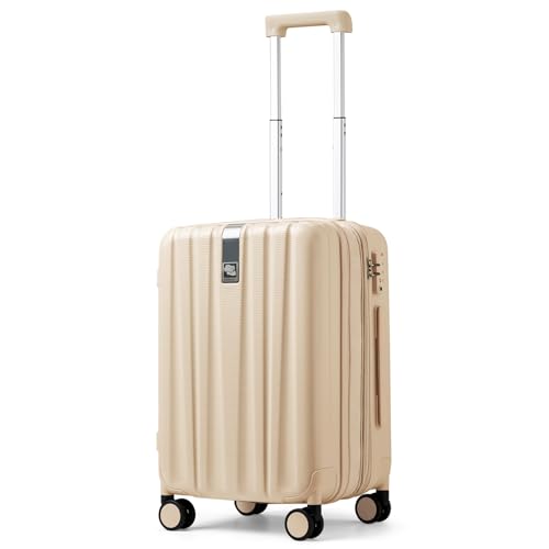 Hanke 20 Inch Expandable Carry on Luggage 22x14x9 Airline Approved Lightweight PC Hard Shell Suitcases with Wheels Travel Luggage Rolling Suitcase Travel Luggage Bag for Weekender(Cuba Sand Pink) - color: Cuba Sand, size: Expandable 20 Inch