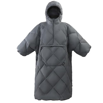 ATEPA Wearable Sleeping Bag Blanket Poncho, Recycled Water-Resistant Camping Poncho, Stadium Blanket for Outdoor Sports - color: Grey