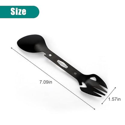 12pcs Multifunctional Camping Spork Fork, Portable Camping Flatware Set with Can Opener for Outdoor Hiking and Picnic