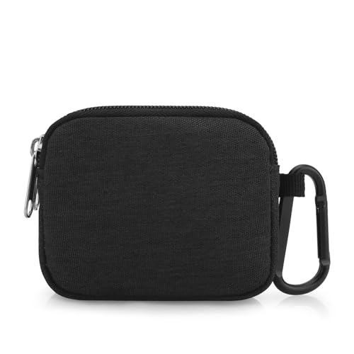 E-Tree Coin Purse with Carabiner Clip, Dual Layer Card Case Holder, Mini Pouch for AirPod Earphone Keychain USB Cable,Wallet, Small Accessories Organizer Bag for Women and Men (Black-Side Zippers) - color: Black-Side Zippers
