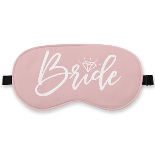 Bride Silk Eye Mask for Sleeping, Bride Eye Mask,Bridal Shower Gifts Blindfold Adjustable Strap Night Sleep Mask for Bride Groom, Engagement Wedding Gifts Sleeping Mask Eye Cover - color: Pink Bride