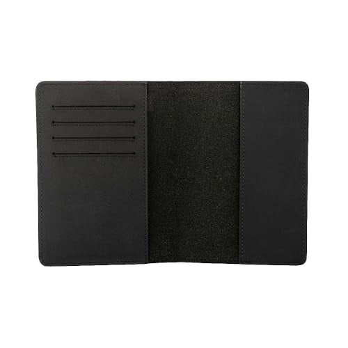 Genuine Leather Passport Holder Travel Wallet RFID Passport Cover Case for Women Men (Black) - color: Black