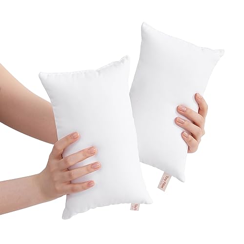 BEDSUM Tiny Pillows, 11x7 Mini Microfiber Small Pillow for Neck and Lumbar Support - Machine Washable Cushion for Office Desk, Backpacking and Travel - Pillow Inserts, 2 Pack, White - color: White, size: 11x7 inches