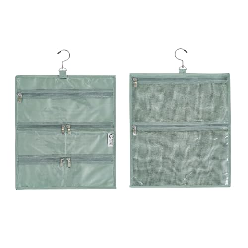 On-The-Go Organizer, 7 Clear Vinyl Pockets, Hanging Travel Case for Makeup and Accessories, 13.5 x 16 inches (Moss, Small) - color: Moss, size: Small