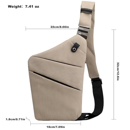 Anti Theft Travel Bag, One Shoulder Large Capacity Cross-body Bag Chest Fashion Lightweight Sling Bags for Travel Sports - color: Khaki, style: Right Shoulder