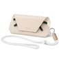 VULKIT Portable Leather Eye Glasses Case for Women & Men, Slim Sunglass Case, Unisex Eyeglass Case - color: Moonstone Beige With Lanyard