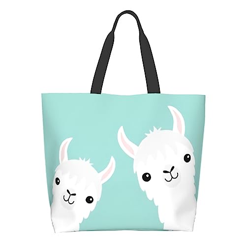 Shoulder Bag Large Reusable Eco-friendly Shopping Bags Portable Storage Handbag | Large - color: Cute Llama Alpaca1