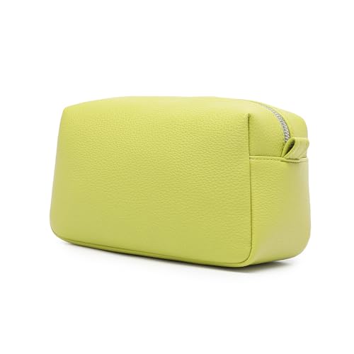 PU leather Organizer Bag Lightweight Cosmetic Bag with Ring Clasp Perfect Travel Makeup Bag for Women (Grass/PU) - color: Grass/PU