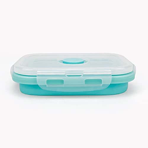 CCyanzi 3piece Collapsible Food Storage Containers with Lids, Silicone Lunch Container, Microwave & Freezer Safe, Space Saving for Kitchen Cabinet and Camping Backpack,(blue) - color: blue